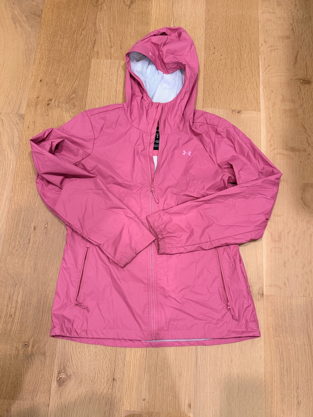 Under Armour Women’s Pink Hooded Rain Jacket Windbreaker Size Medium